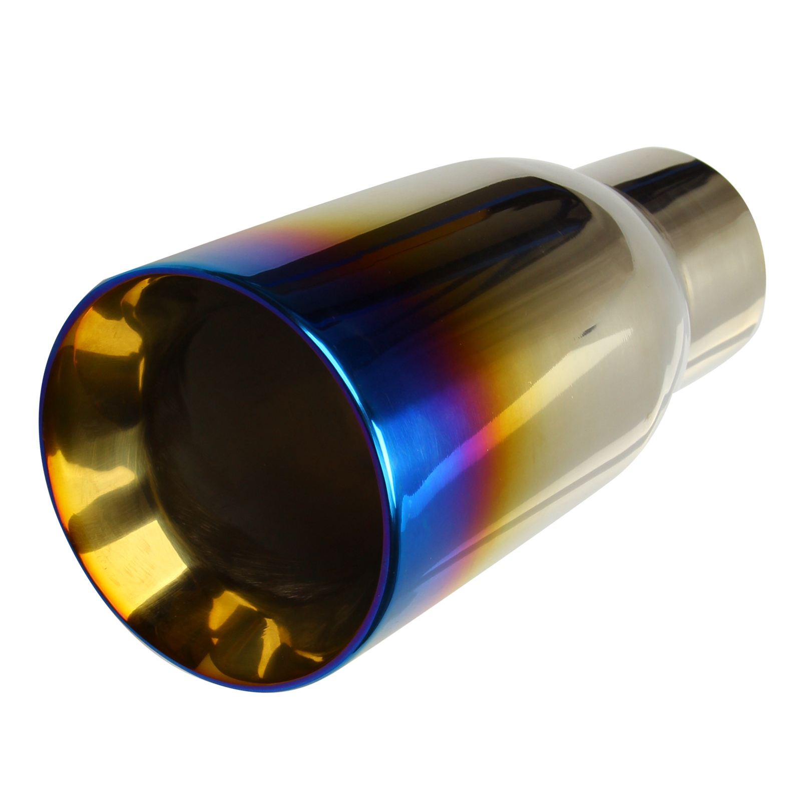 2PCS Blue Burnt Exhaust Duo Layer Tip Polished Stainless Steel exhaust tip 2.5 inlet 3.5 outley